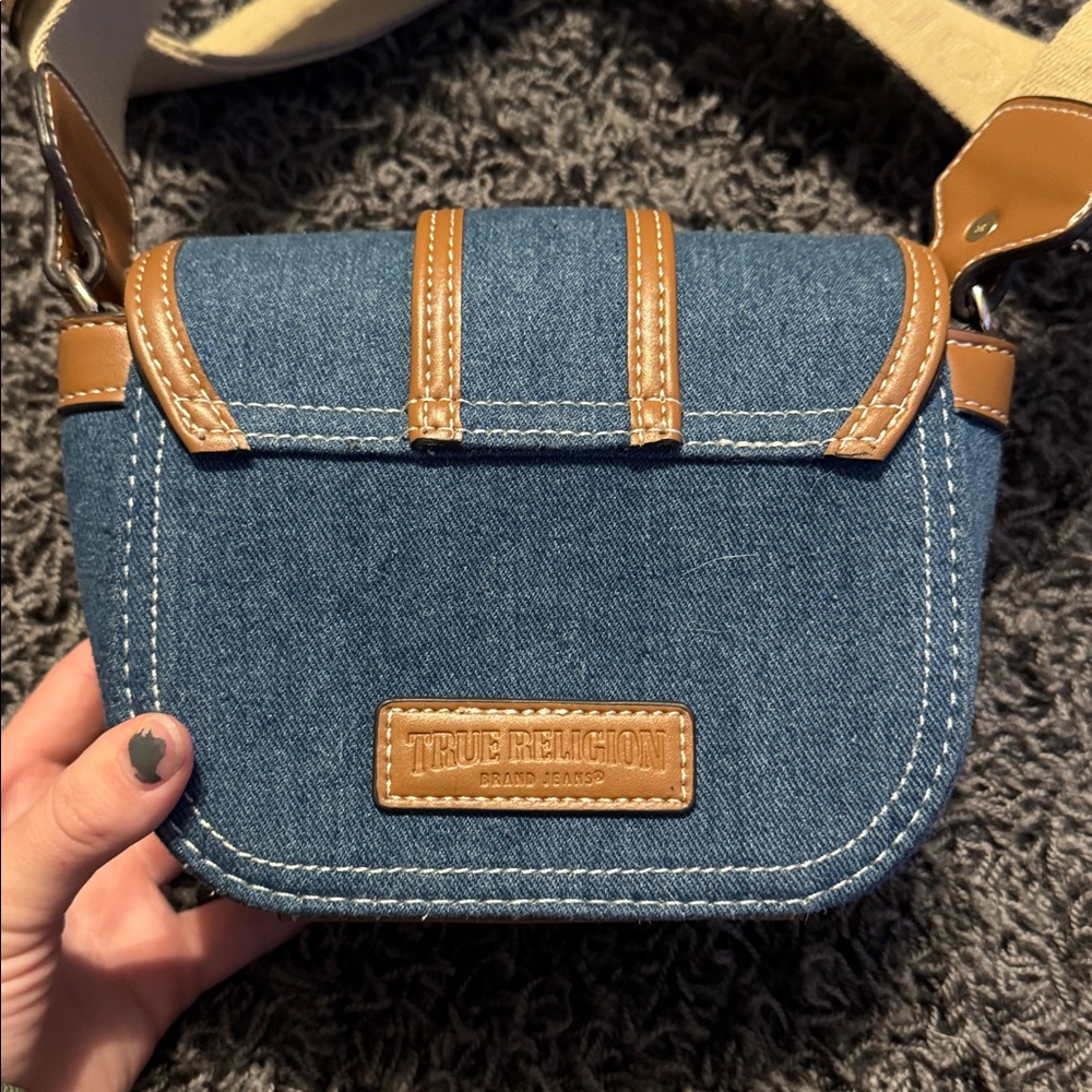 True Religion Denim and Tan Crossbody Bag - Picture 2 of 3